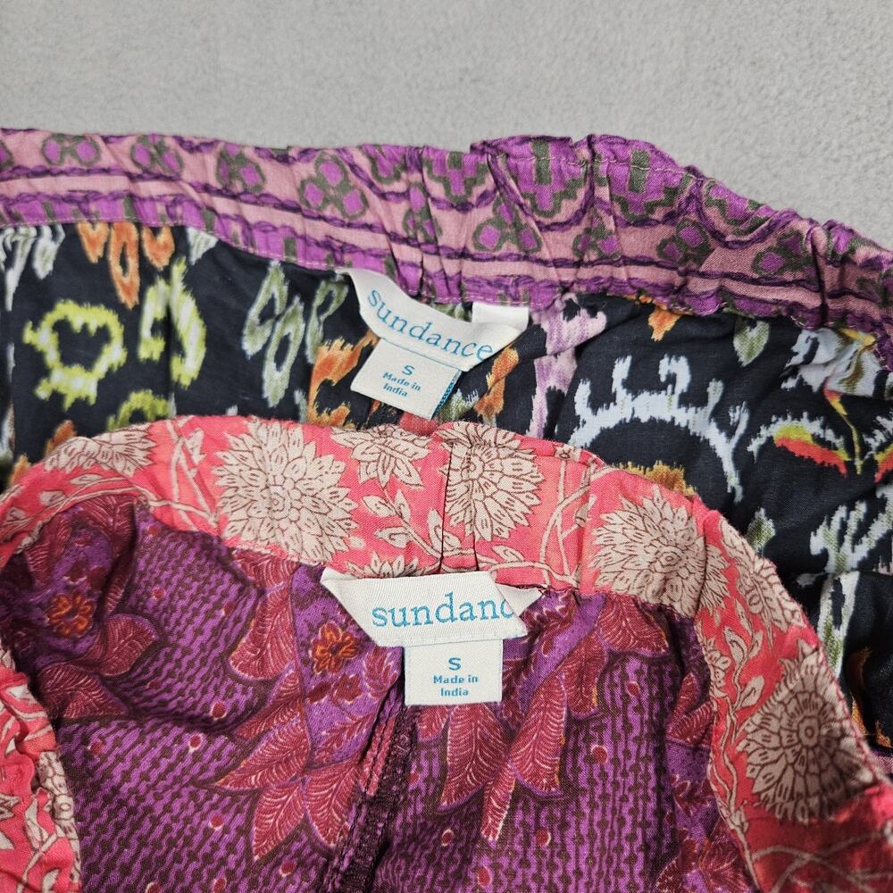Sundance Leia Pants Womens Small Ikat Floral Drawstring Pockets Cropped Lot of 2 - Picture 3 of 15